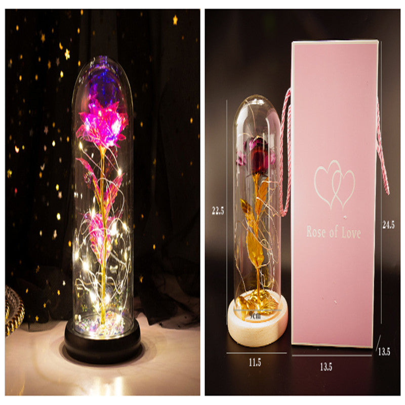 Galaxy Enchanted Rose in Glass Dome with LED Lights | Forever Flower Gift