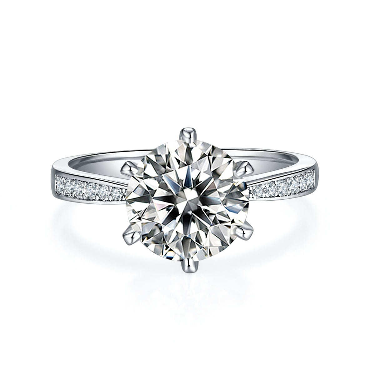 A 3-carat Luxury Silver Ring Set With Top-quality Moissanite D Color VVS , S925 Silver Plated With Platinum