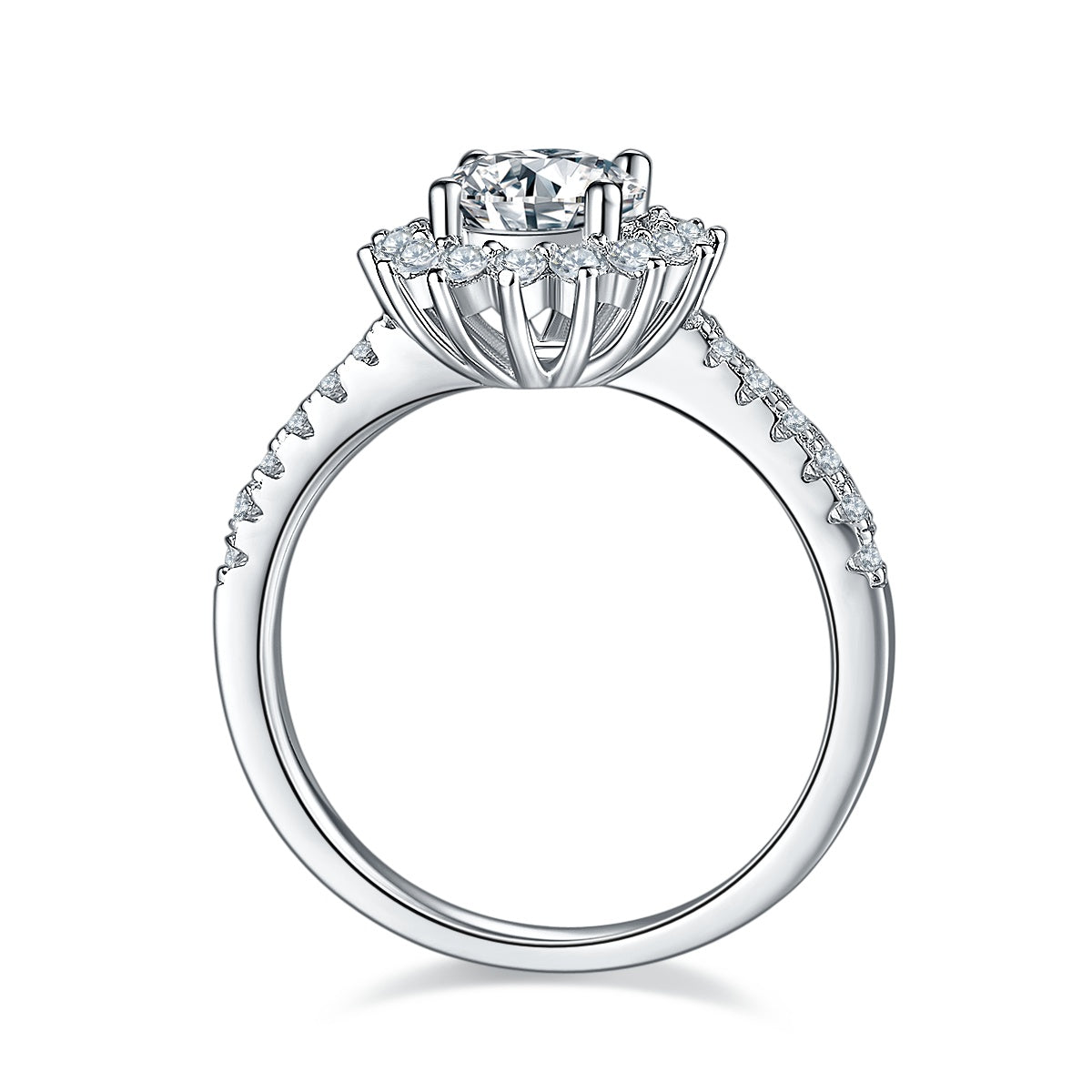 1-carat Luxury Silver Ring Set With Top-quality Moissanite D Color VVS, S925 Silver Plated Platinum