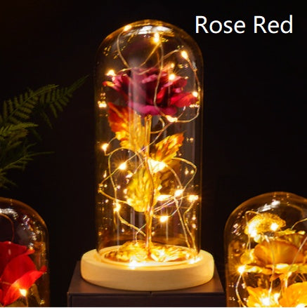 Galaxy Enchanted Rose in Glass Dome with LED Lights | Forever Flower Gift