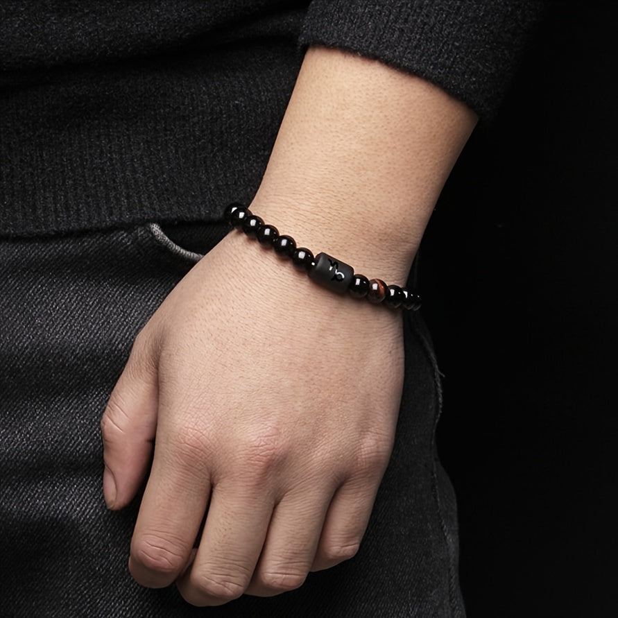 Unisex 12 Constellation Natural Black Obsidian Beaded Bracelets