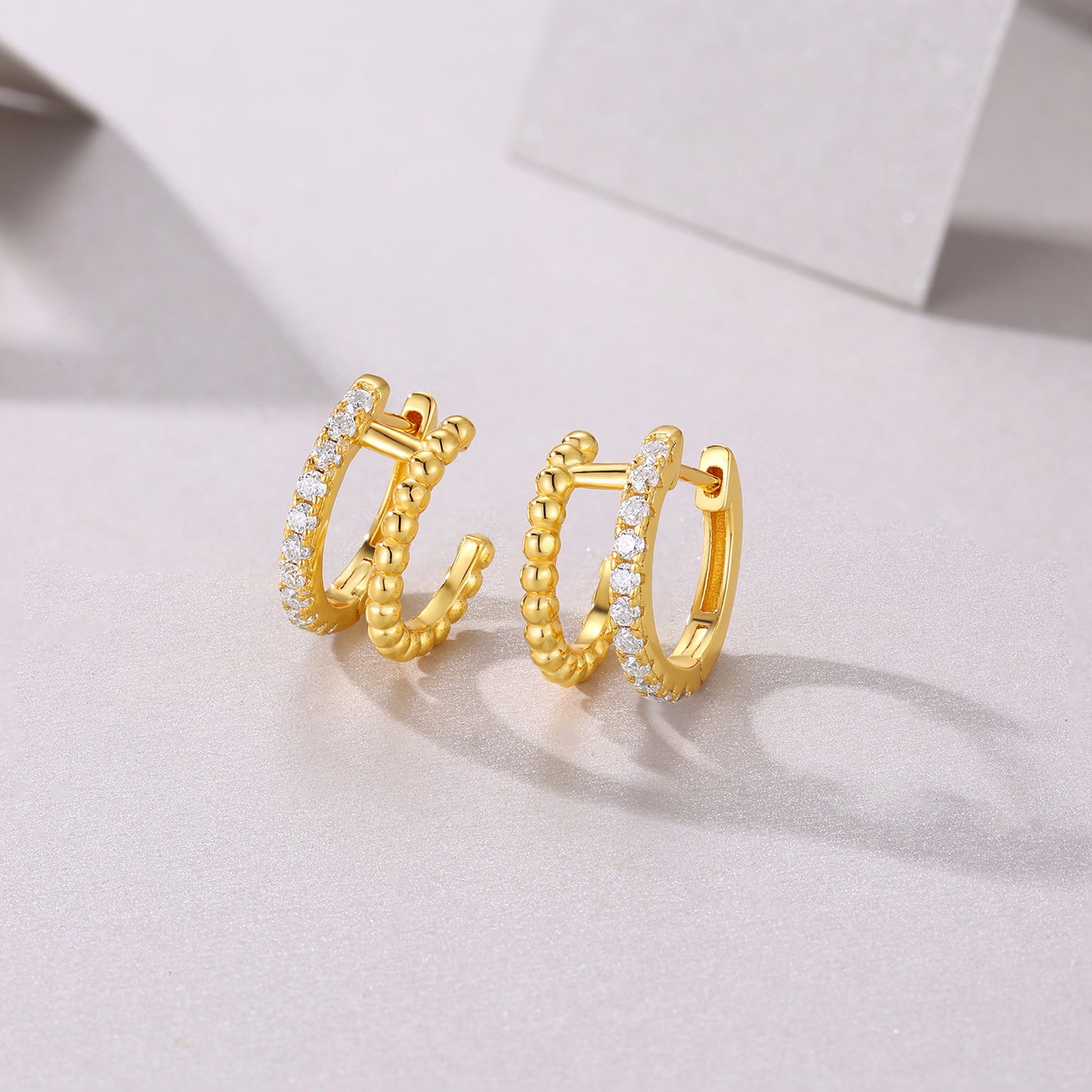 Light Ball - Set With Top-quality Moissanite Luxury Silver Stud Earrings, S925 Silver Electroplated With Gold