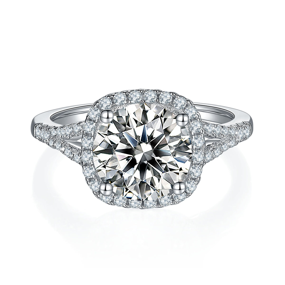 3-carat Luxury Silver Ring Set With Top-quality Moissanite D Color VVS, S925 Silver Plated With Platinum