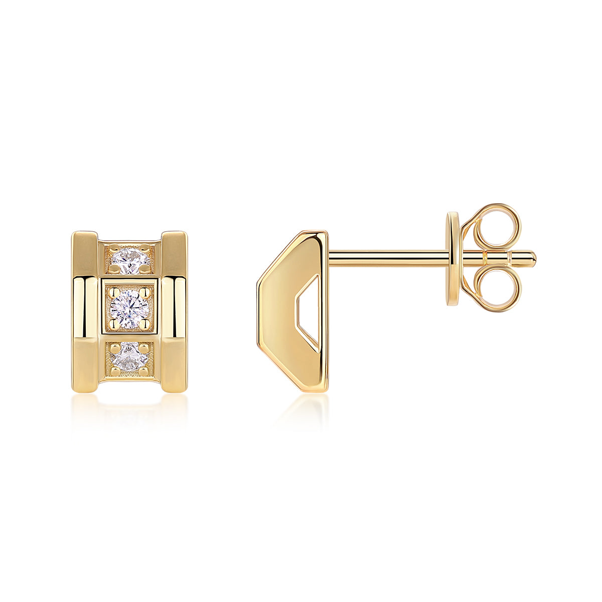 Geometric Heart - Premium Moissanite Luxury Silver Stud Earrings S925 Silver Electroplated Gold