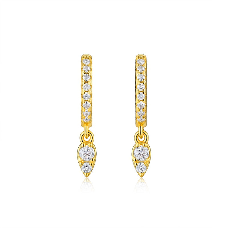 Top-quality Moissanite Silver Stud Earrings S925 Silver Electroplated Gold