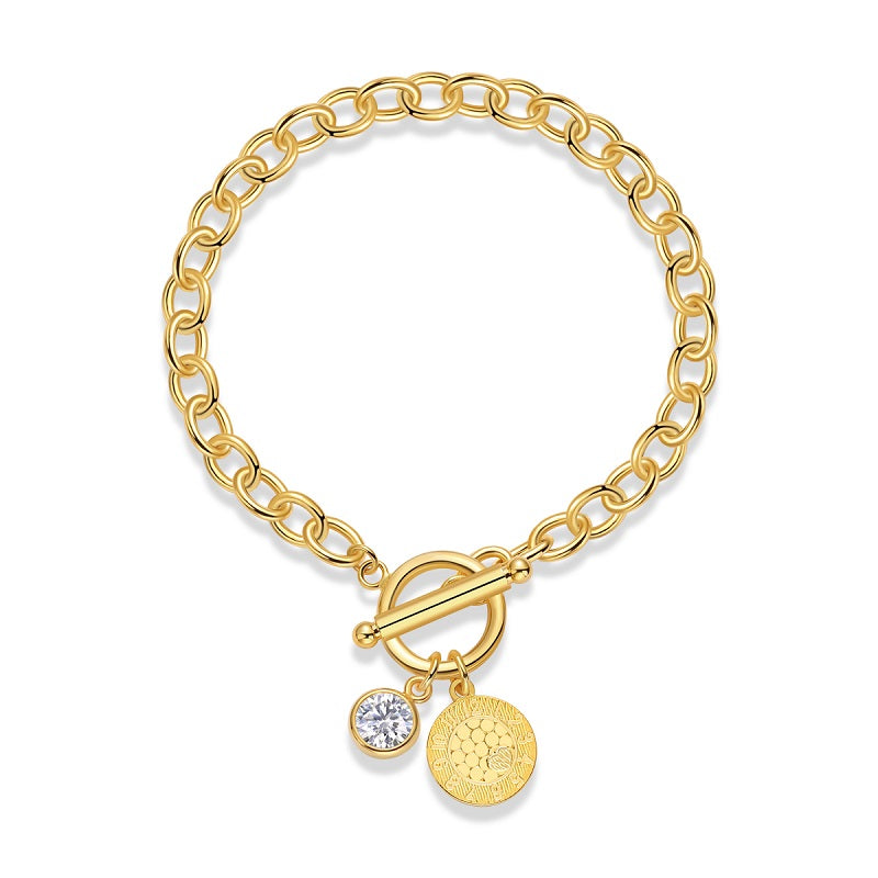 Set With Top-quality Moissanite, This Luxurious And Fashionable Light Luxury Trend Jewelry Silver Bracelet Is S925 Silver-plated With Gold