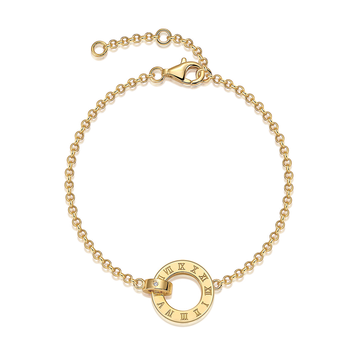 Luxury S925 Silver Gold-Plated Roman Numeral Chain Bracelet