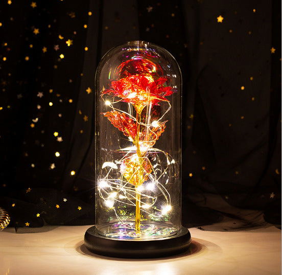 Galaxy Enchanted Rose in Glass Dome with LED Lights | Forever Flower Gift