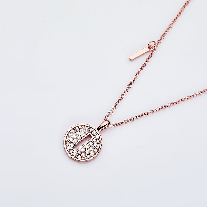 Luxury Initial Letter Necklace Pendant – I , S925 Silver Rose Gold Plated with Top-Quality Brilliant Moissanite