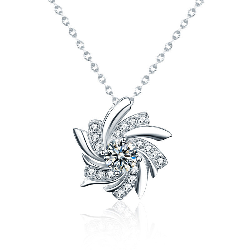 Top Quality Moissanite D Color VVS S925 Sterling Silver Windmill Necklace