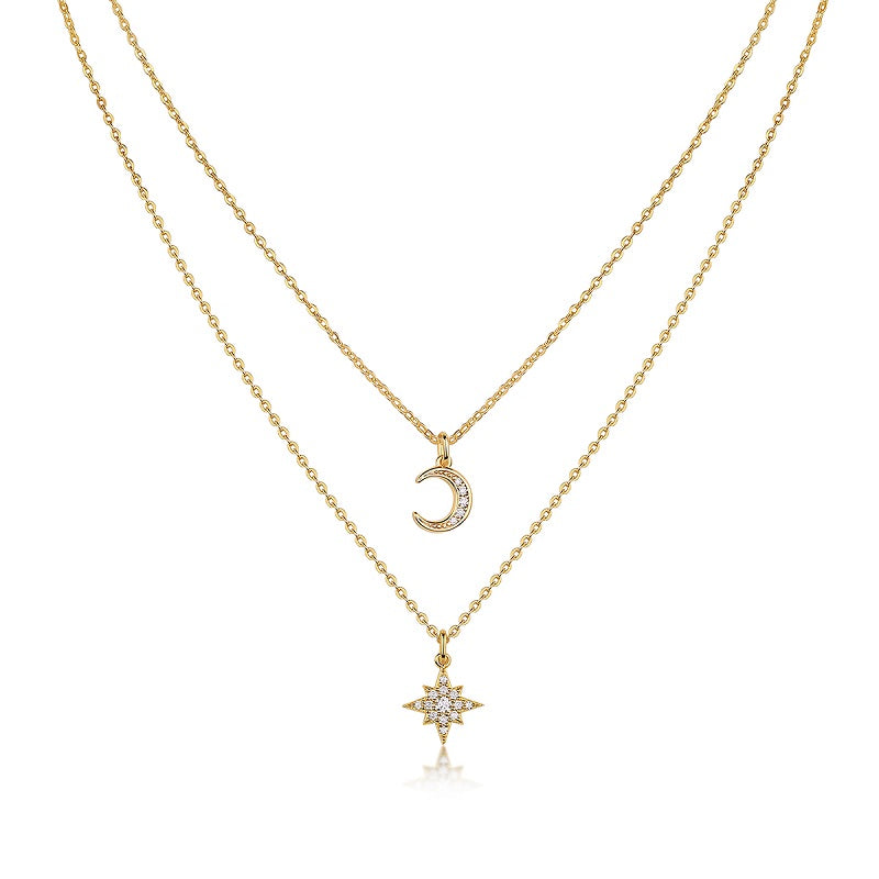 Luxury Silver Necklace Set With Top-quality Moissanite,S925 Silver Electroplated With Gold.
