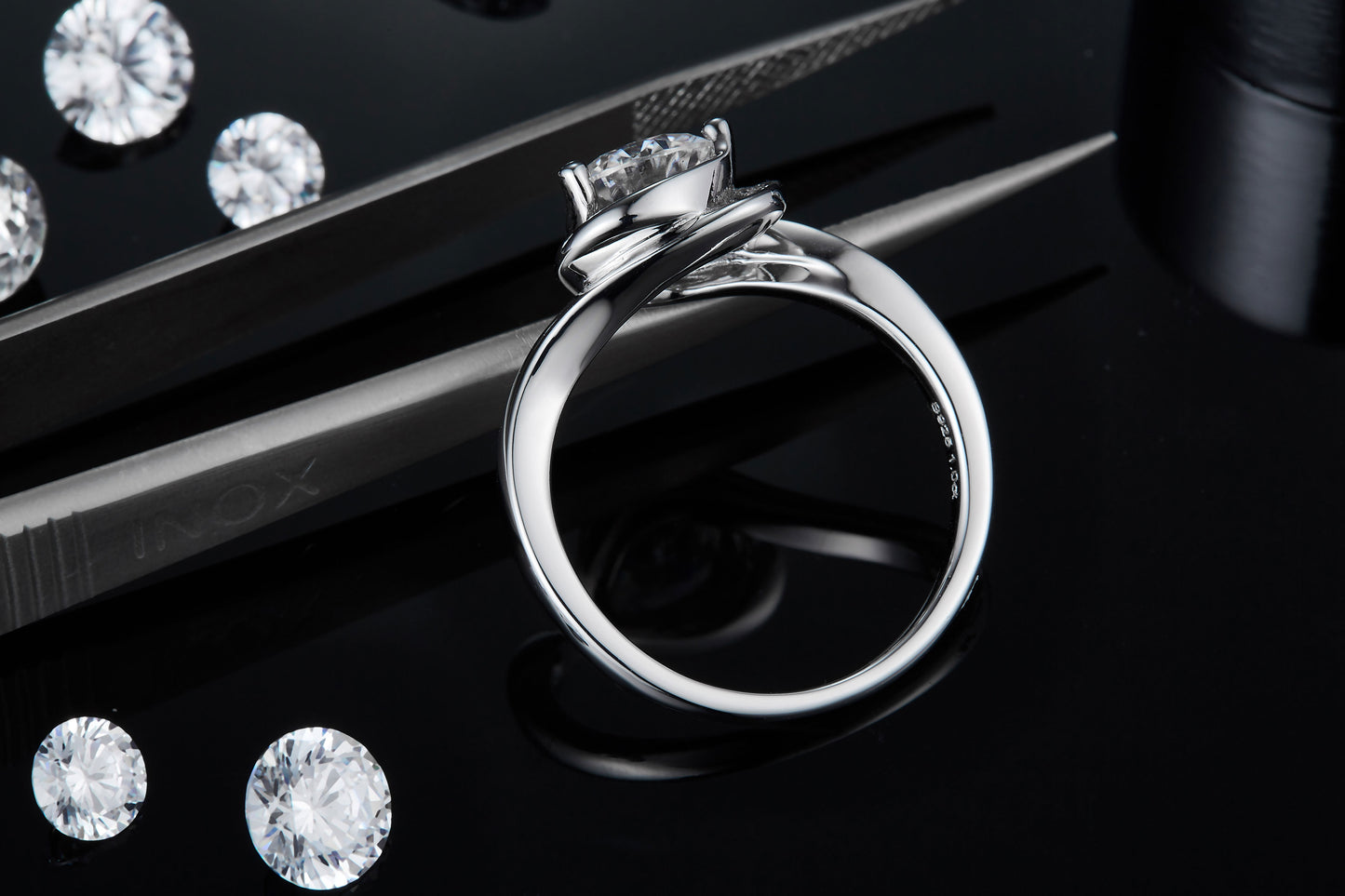 1-carat Luxury Silver Ring Set With Top-quality Moissanite D Color VVS , S925 Silver Plated Platinum