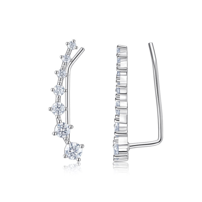Luxury Silver Stud Earrings Set With
Top-quality Moissanite, S925 Silver Plated Platinum