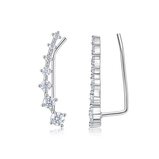 Luxury Silver Stud Earrings Set With
Top-quality Moissanite, S925 Silver Plated Platinum
