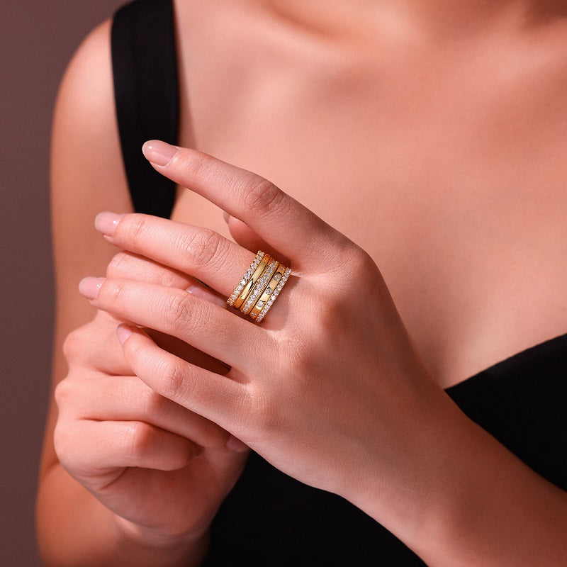 Morning Light Gold Ring - Luxury Silver Ring Set With Top-quality Moissanite D Color VVS,  S925 Silver And Gold-plated Diamond Ring