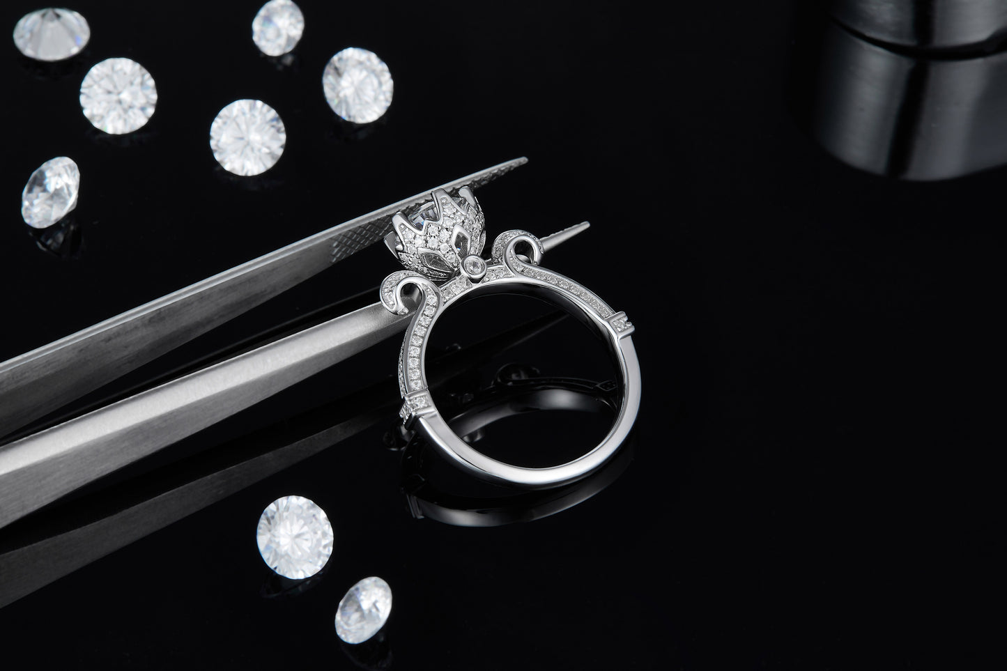 1-carat Luxury Silver Ring Set With Top-quality Moissanite D Color VVS , S925 Silver Plated Platinum