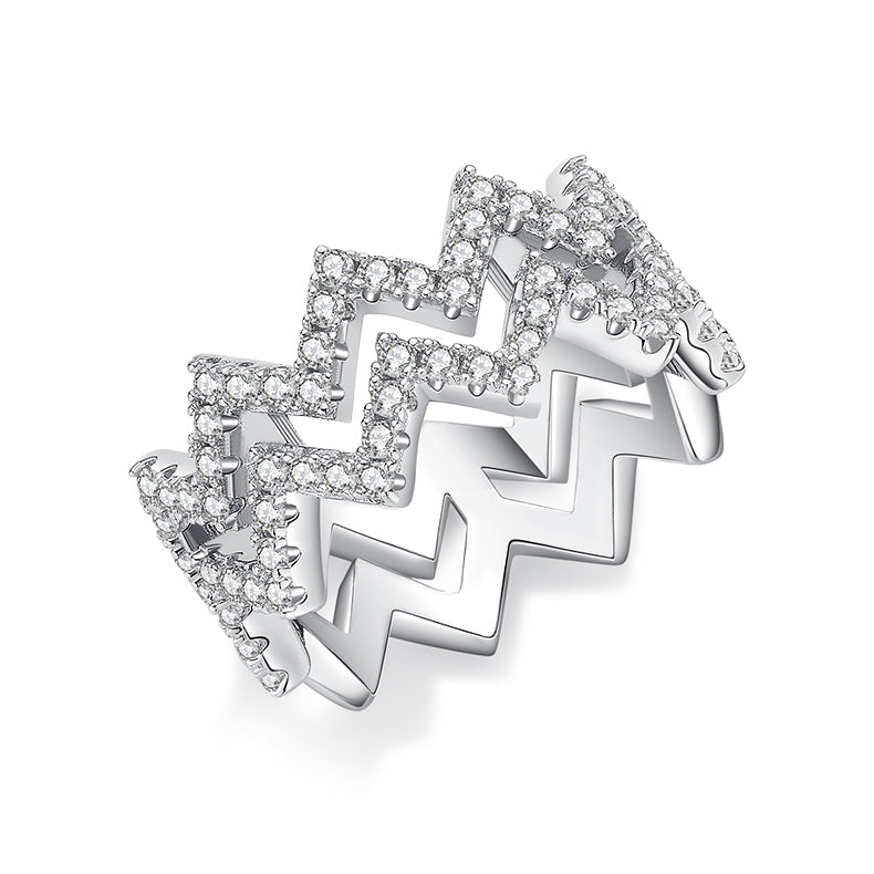 【Diamond Shine】- Moissanite Ring – S925 Sterling Silver, Platinum-Plated Luxury Band