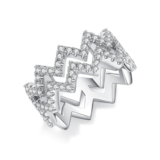 【Diamond Shine】- Moissanite Ring – S925 Sterling Silver, Platinum-Plated Luxury Band