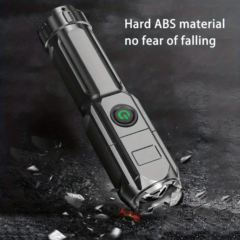 Powerful Zoomable LED Flashlight | Outdoor Multi-functional & Portable Torch | USB Rechargeable, Waterproof, Long-Range Lighting for Home & Camping Use