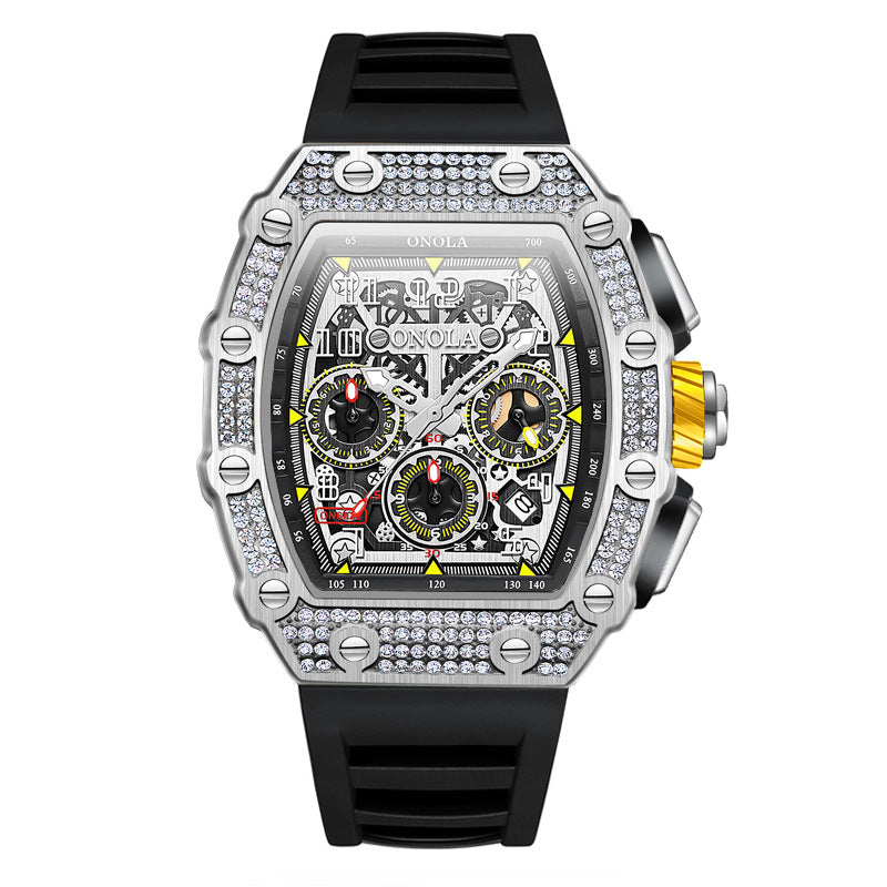 Luxury Full Diamond Mechanical Watch – Elegant Multi-Function Timepiece