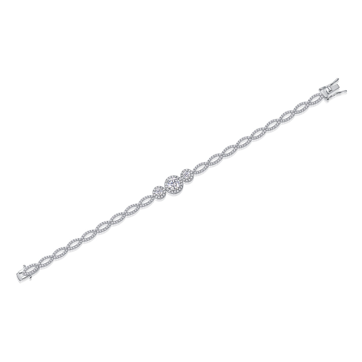 1-Carat Luxury S925 Silver Electroplated Platinum Set With Top-quality Moissanite D Color VVS1 Bracelet