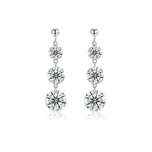 Luxury D Color VVS1 Moissanite Dangle Earrings in S925 Sterling Silver | Platinum Plated Drop Jewelry