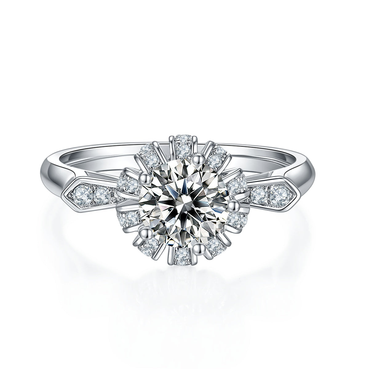 1-carat Luxury Silver Ring Set With Top-quality Moissanite D Color VVS , S925 Silver Plated Platinum
