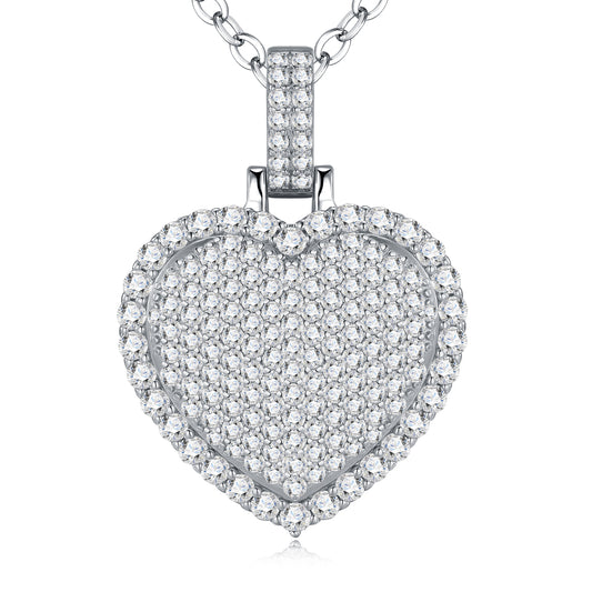 Luxury Silver Necklace Set With Top-quality Moissanite, Made Of S925 Silver Electroplated With Platinum.