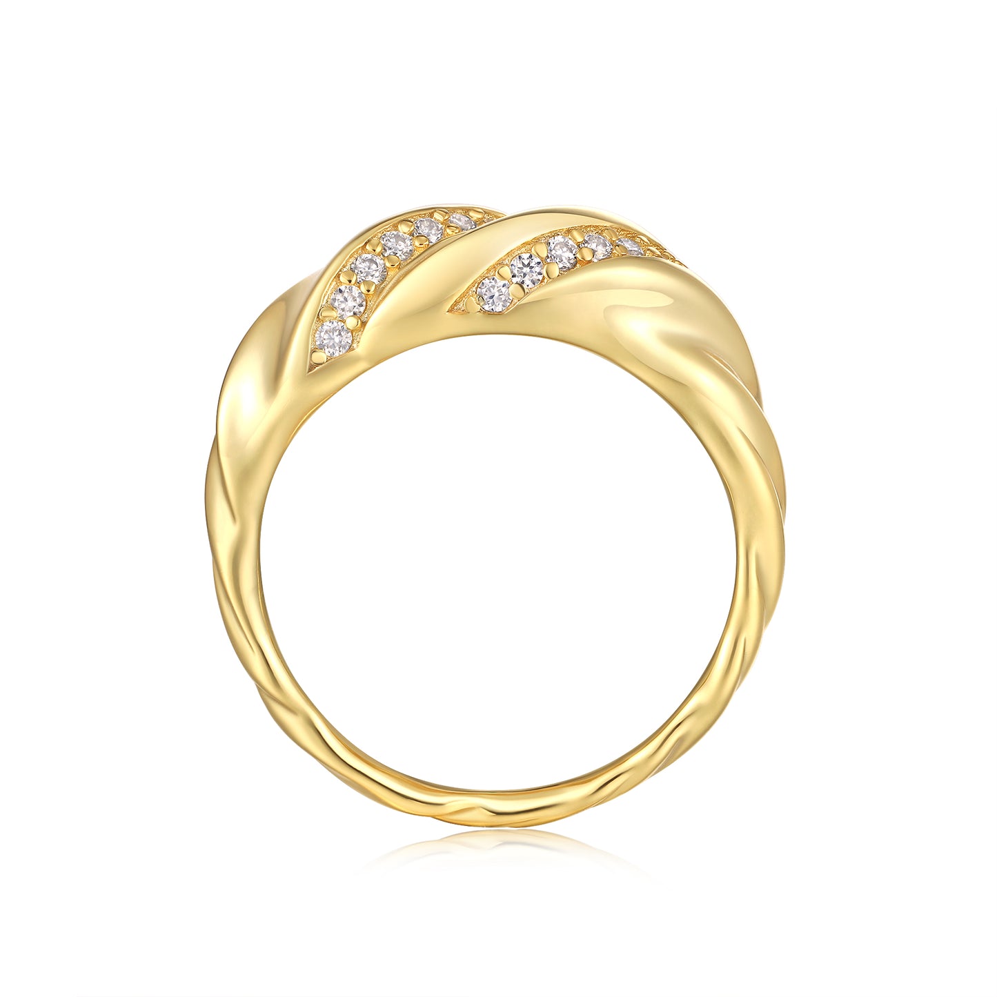 "Croissant" Twist Moissanite Ring in S925 Sterling Silver | 18K Gold Plated