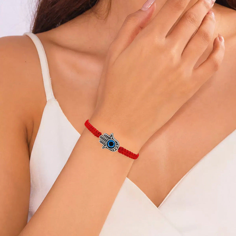 Hand-knitted Rope Lucky Red String Bead Bracelet