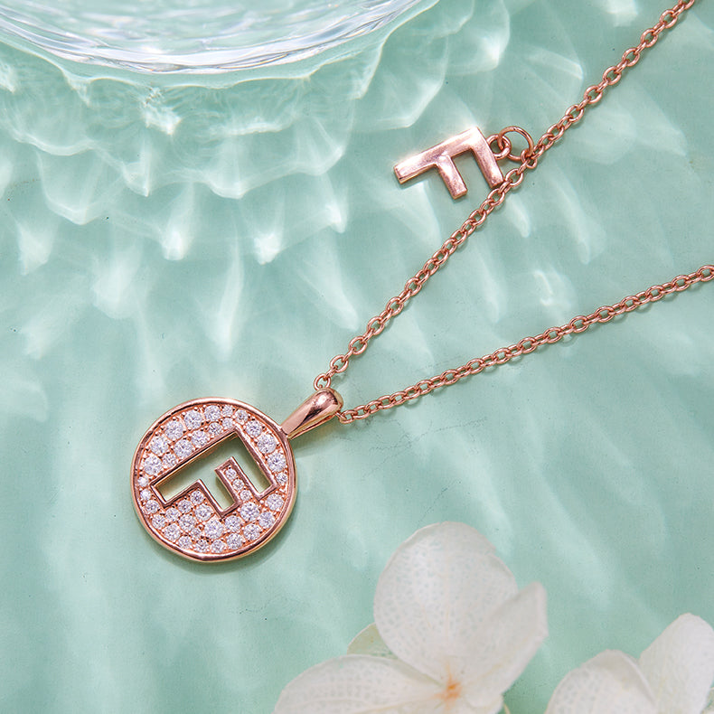 Luxury Initial Letter Necklace Pendant – F , S925 Silver Rose Gold Plated with Top-Quality Brilliant Moissanite