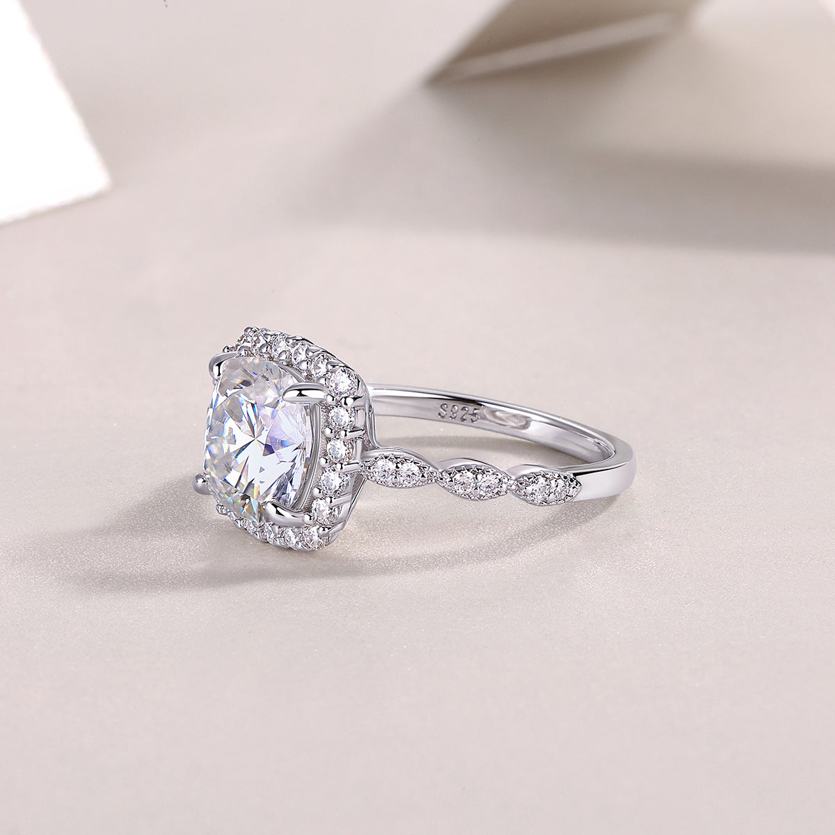 Gorgeous Square Diamond - Luxury SIlver Ring Set With Top-quality Square Moissanite S925 D Color VVS, Silver And Platinum-plated Diamond Ring