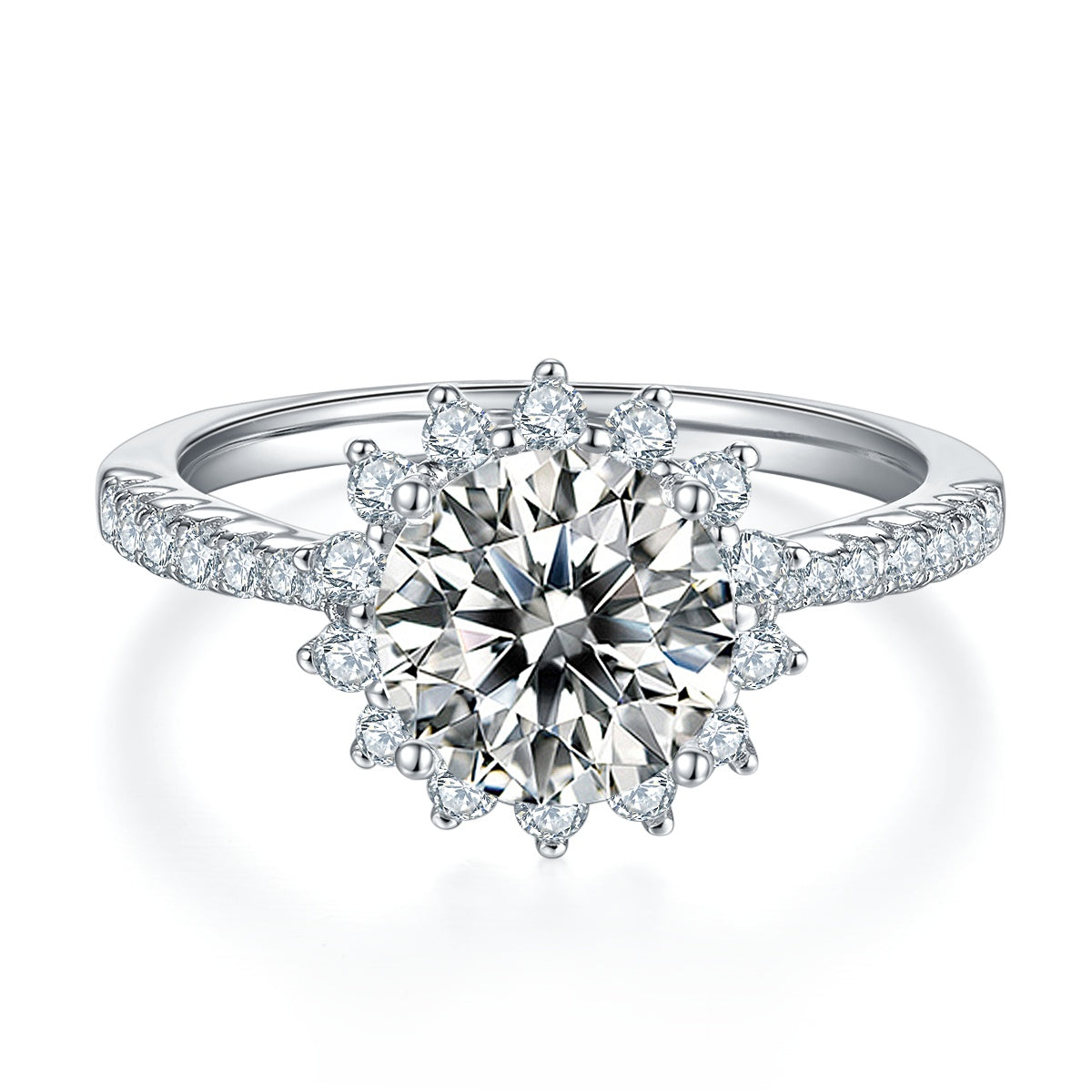 2-carat Luxury Silver Ring Set With Top-quality Moissanite D Color VVS, S925 Silver Plated With Platinum