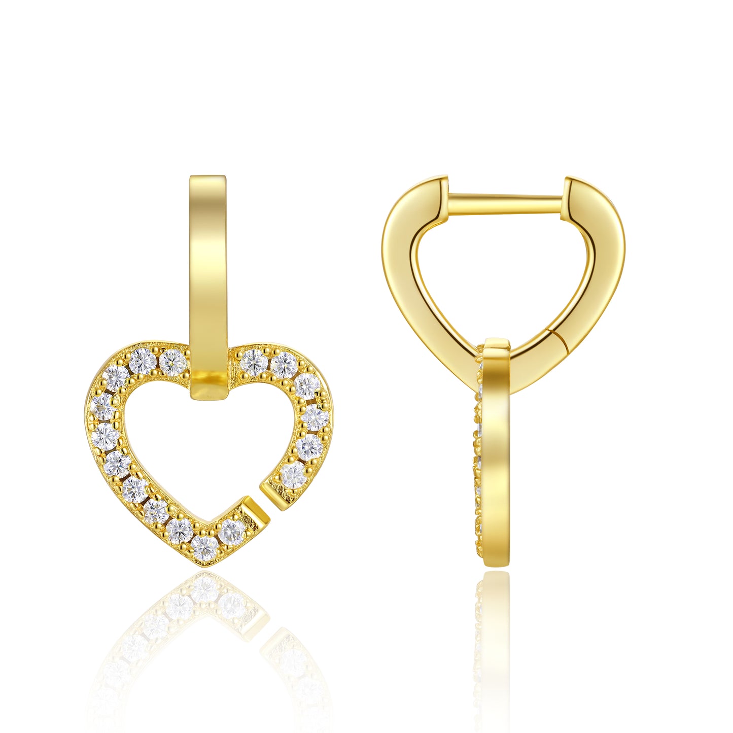 Heart-shaped Moissanite Set With Top-quality Moissanite Luxury Silver Stud Earrings S925 Silver Electroplated Gold
