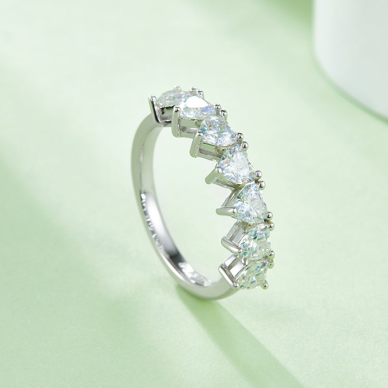 Luxury Silver Ring Set With Top-quality Moissanite, S925 Silver Plated With Platinum