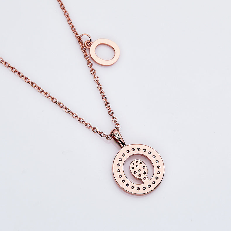 Luxury Initial Letter Necklace Pendant – O , S925 Silver Rose Gold Plated with Top-Quality Brilliant Moissanite