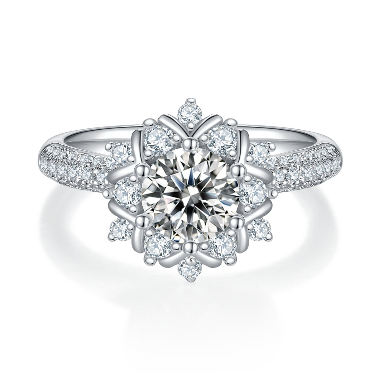 1-carat Luxury Silver Ring Set With Top-quality Moissanite D Color VVS, S925 Silver Plated Platinum