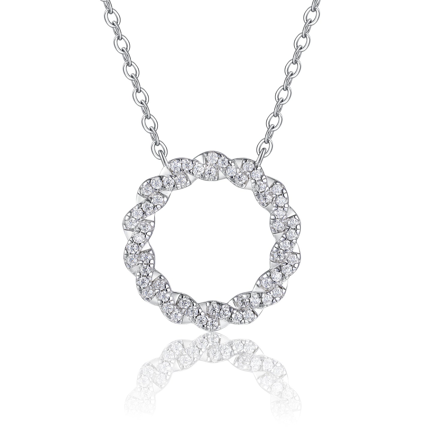 Luxury Top-quality Moissanite Circle Pendant Necklace in Platinum-Plated S925 Silver