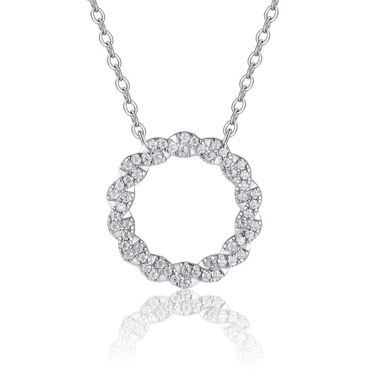 Luxury Top-quality Moissanite Circle Pendant Necklace in Platinum-Plated S925 Silver