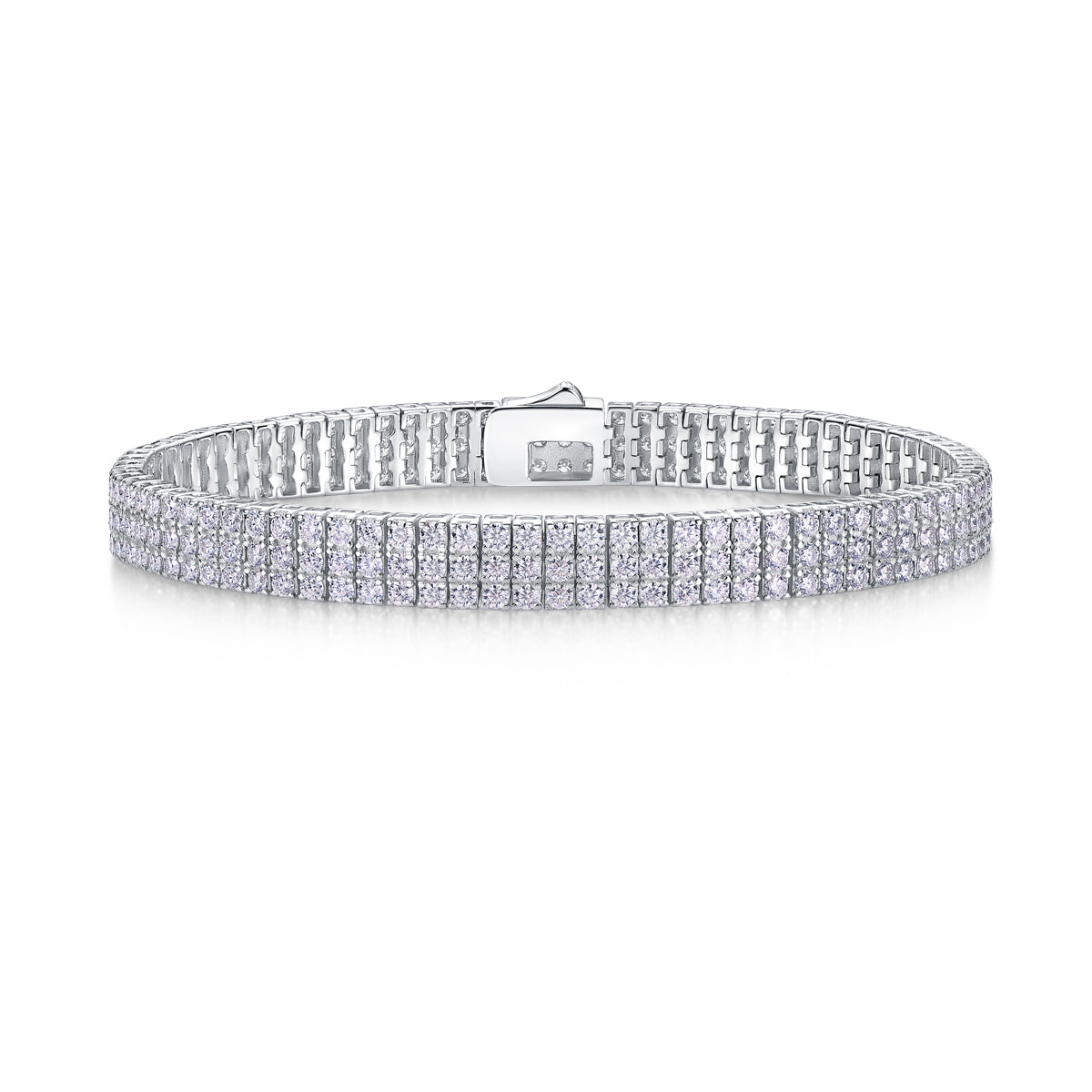 Chain Lock Radiance - Luxury S925 Silver Bracelet Set With Top-quality Moissanite,  Silver-plated Platinum