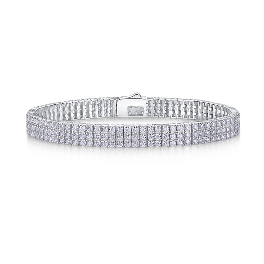 Chain Lock Radiance - Luxury S925 Silver Bracelet Set With Top-quality Moissanite,  Silver-plated Platinum