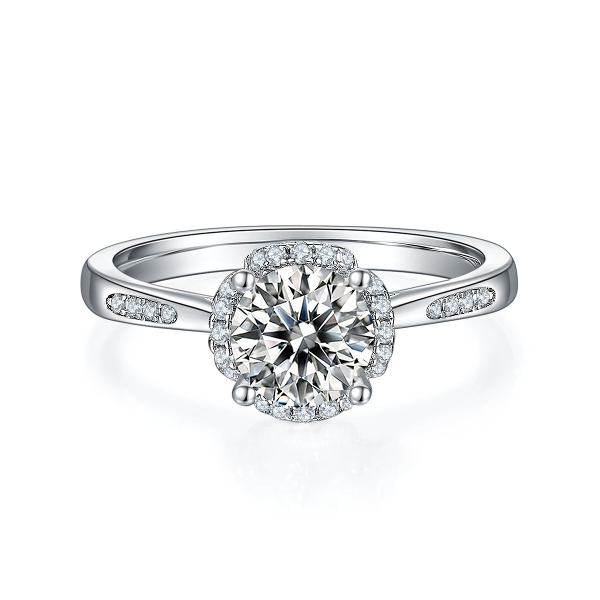 1-carat Luxury Silver Ring Set With Top-quality Moissanite D Color VVS , S925 Silver Plated Platinum