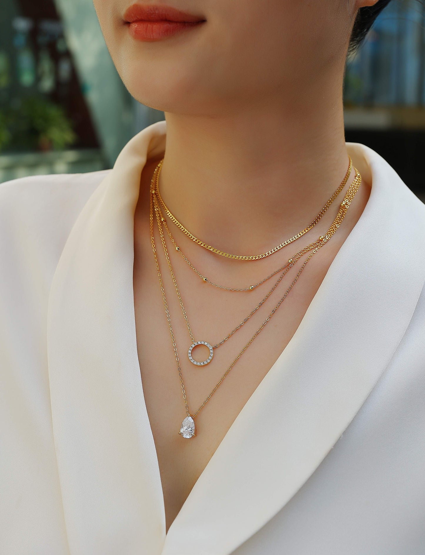 Luxury Pear-Shaped Moissanite Gold-Plated S925 Silver Pendant Necklace – D Color VVS1 Brilliant Cut Layered Collar Chain