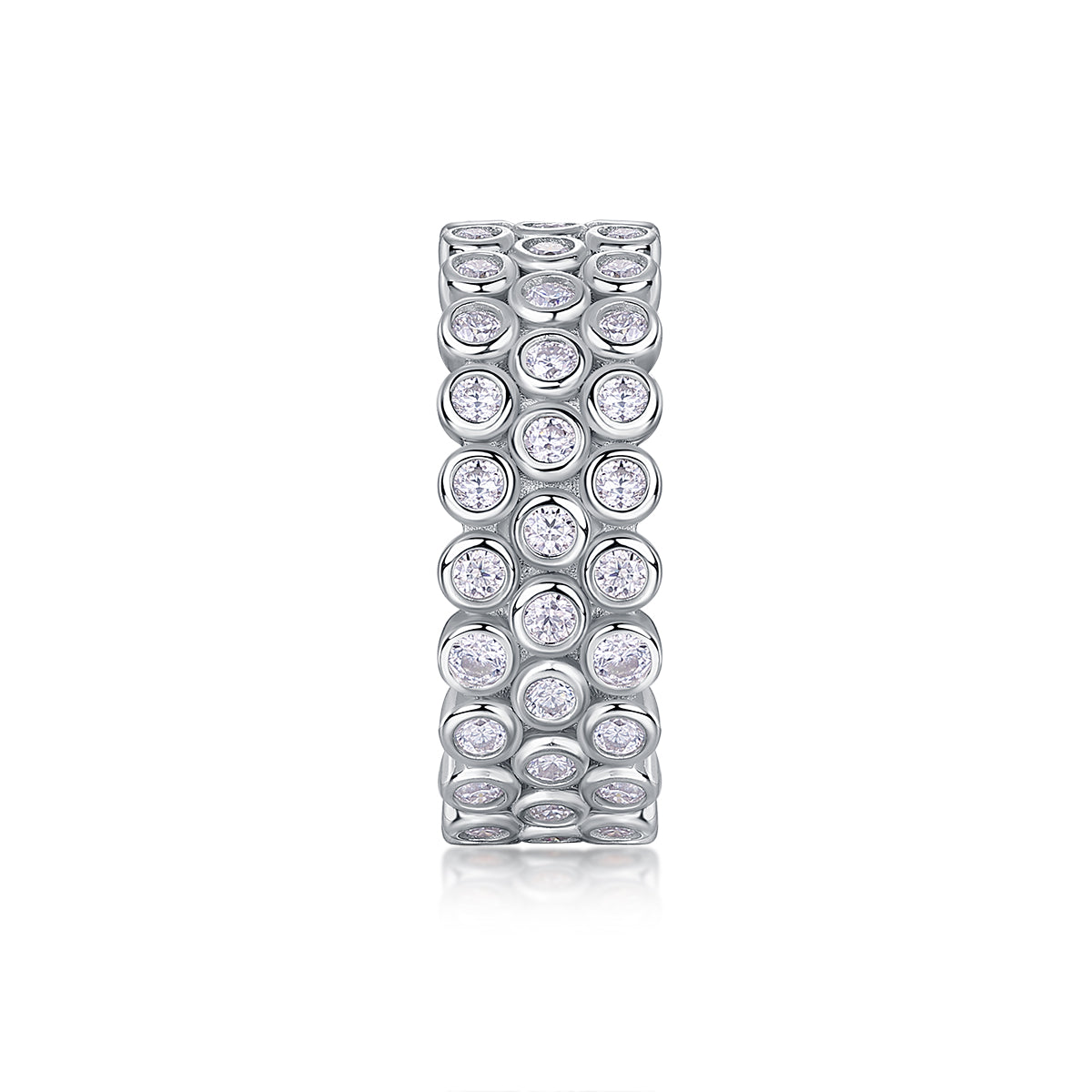 Luxury Silver Ring Set With Top-quality Moissanite, S925 Silver Plated With Platinum