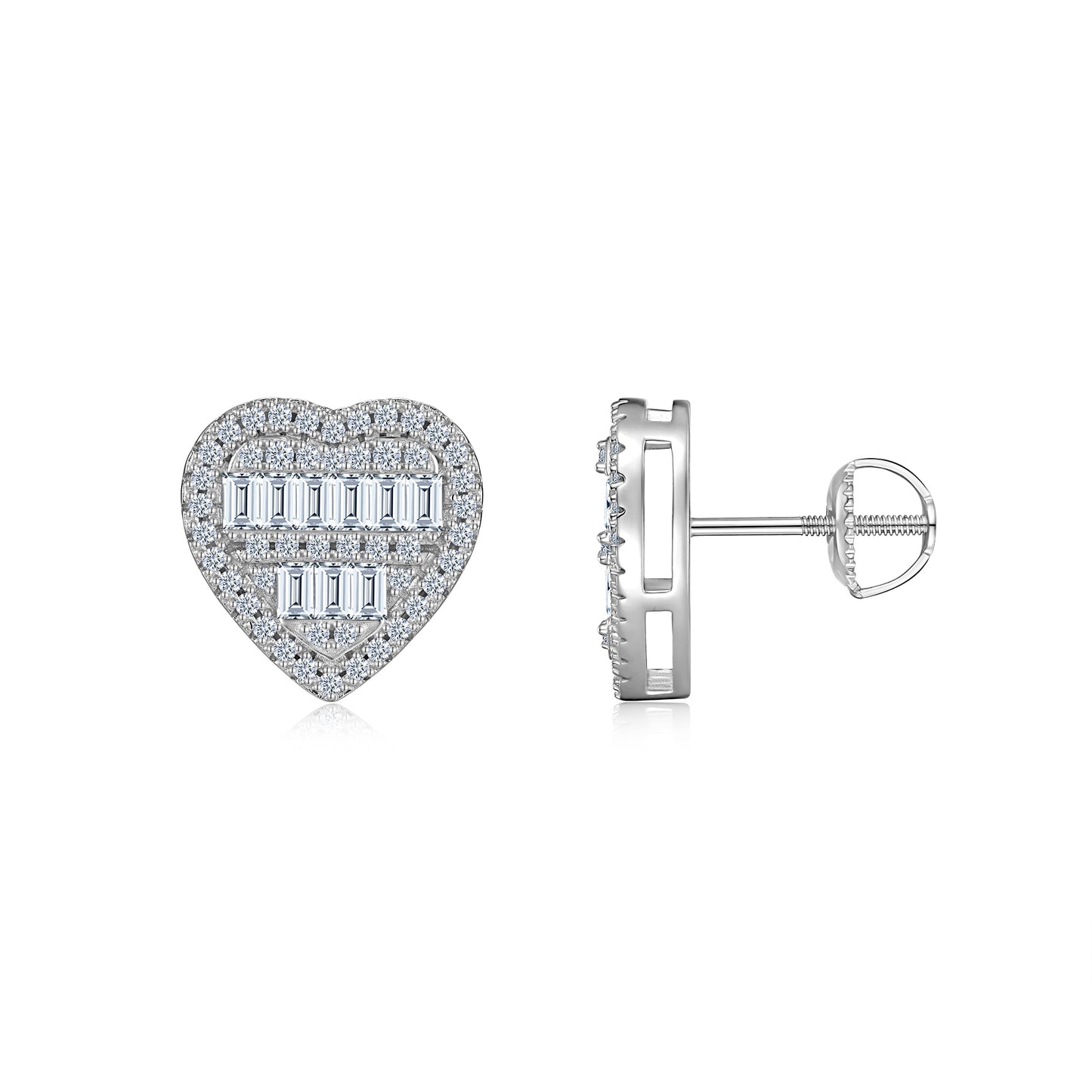 Luxury Silver Earrings Set Featuring Top-quality Moissanite Stones, Made Of S925 Silver Electroplated With Platinum.