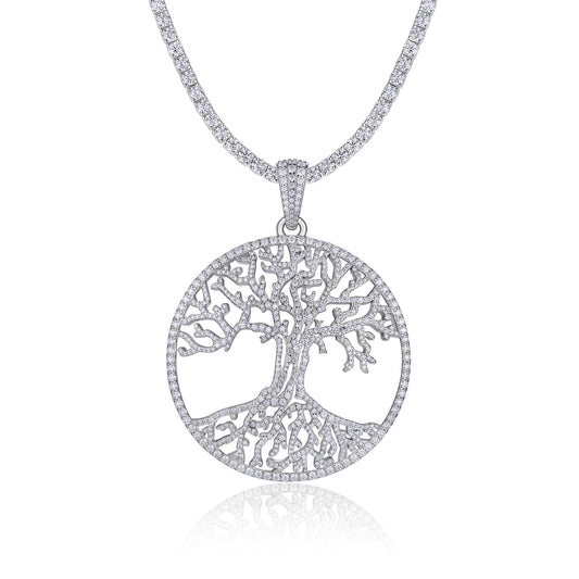 Luxury Silver Necklace Set With Top-quality Moissanite, Silver Electroplated With Platinum