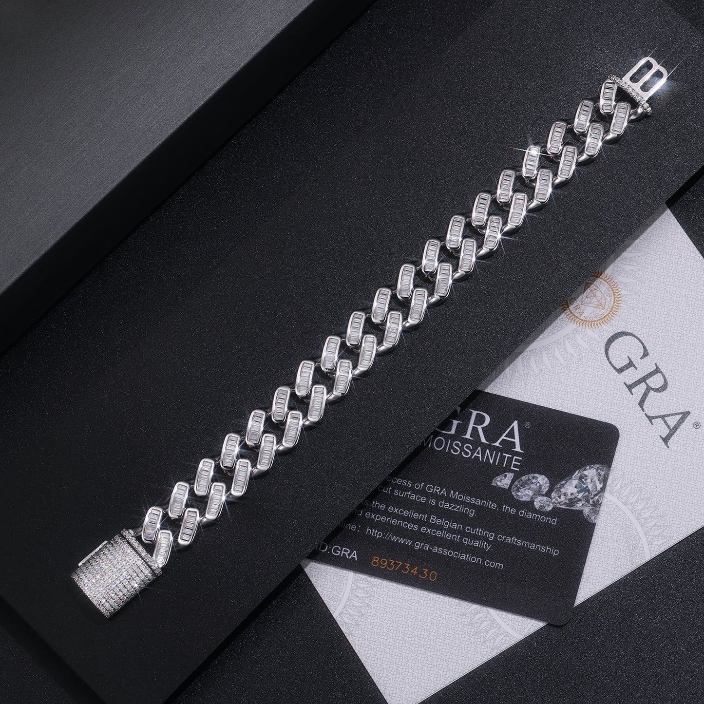 Set With Top-quality Moissanite, Luxury Silver Bracelet S925 Silver Electroplated With Platinum