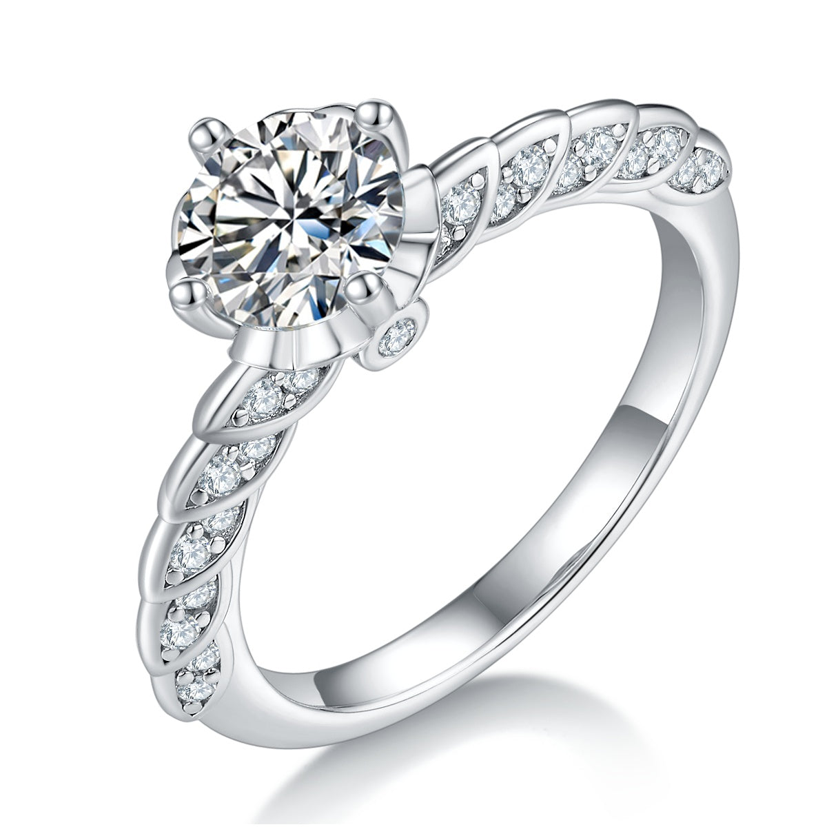 1-carat Luxury Silver Ring Set With Top-quality Moissanite D Color VVS , S925 Silver Plated Platinum