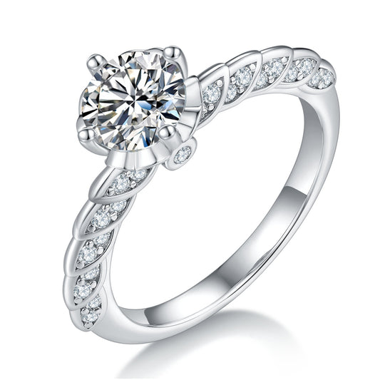 1-carat Luxury Silver Ring Set With Top-quality Moissanite D Color VVS , S925 Silver Plated Platinum