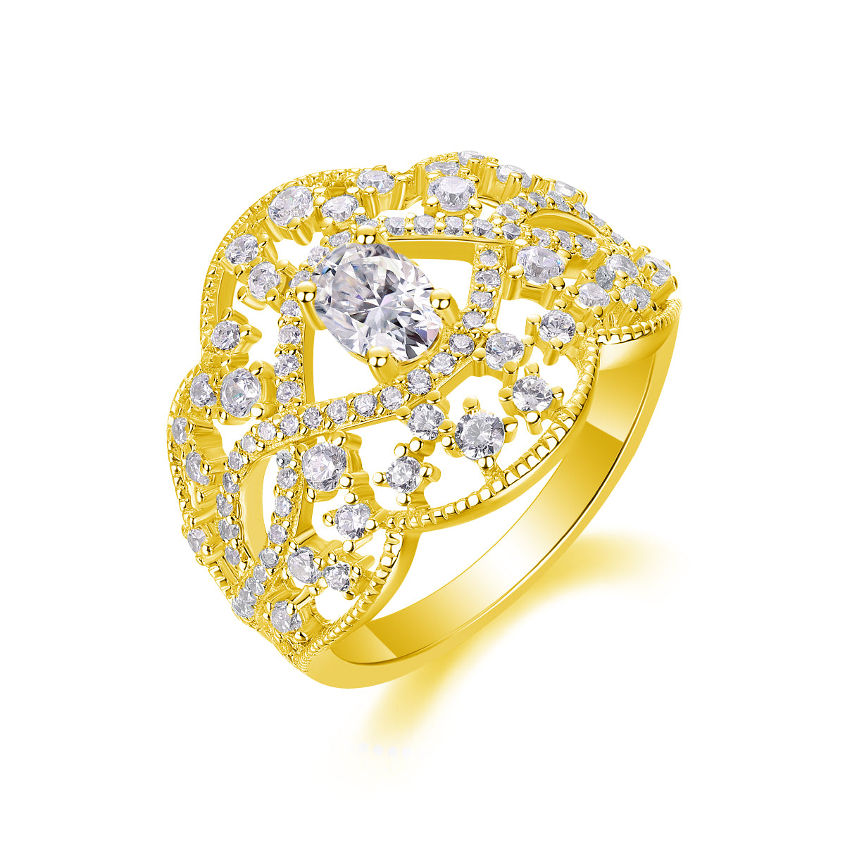 Moonlight Waltz - Set With Top-quality Moissanite S925, Silver And Platinum-plated Diamond Wedding Ring. The Ring Can Be Tested With A Diamond Pen In Yellow Gold And Rose Gold